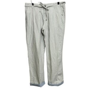 The North Face Striped Drawstring Linen Roll Up Hem Pants Lagenlook Light Sz‎ 12